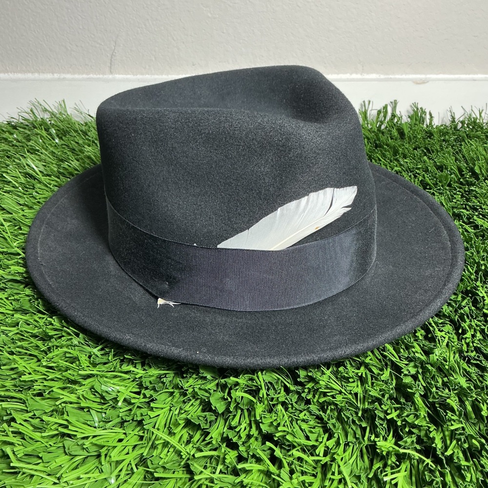 Country Gentleman Fedora Men Black Wool Gentle Felt Water Repellent Feather Hat